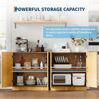 Modern Farmhouse Sideboard Buffet Cabinet - 31.5" Storage Credenza with Adjustable Shelves, Oak & Black Finish for Kitchen, Living Room, Coffee Bar