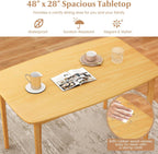 Giantex Dining Table for 4, 48" Rectangular Kitchen Table with Solid Rubber Wood Legs & Spacious Tabletop, Wooden Dinner Table for Living Dining Room, Dinette (Natural)