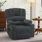 MCombo Power Lift Recliner Chair for Elderly, Lift Chair with Heat and Massage, USB &Type C Ports, Cup Holders, Fabric 7095 (Medium, Dark Grey)