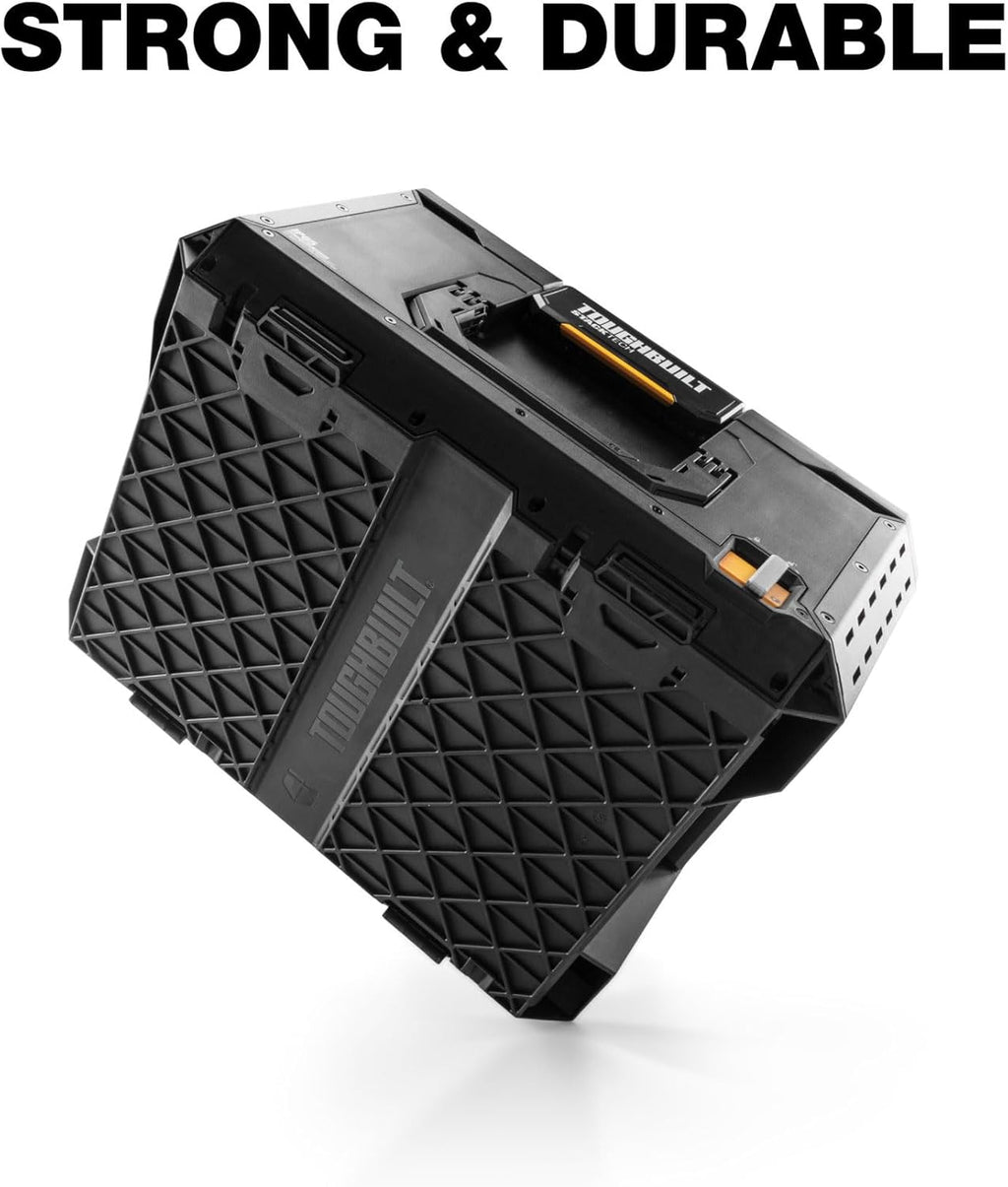 ToughBuilt StackTech Large Tool Box with Auto-Locking Interface, Self-Aligning Top, One-Hand Latch, Accessory Rails, Lock Points & IP65 Protection