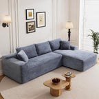 95" Boneless Cloud Sectional Couches for Living Room, Comfy Fluffy L Shaped Memory Foam Deep Seat Boneless Couch, Modular Sectional Sofa with Right Facing Chaise, Grey