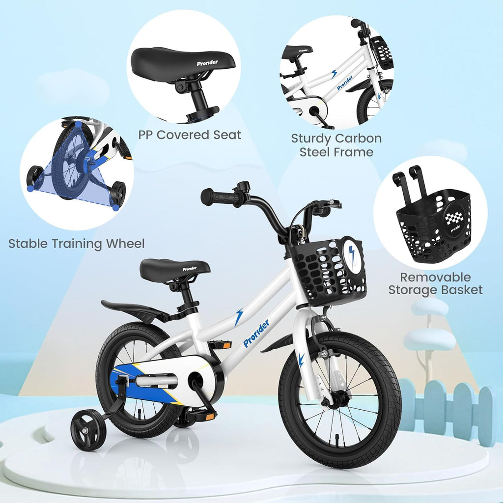 BABY JOY Kids Bike, 12 14 16 18 Inch Boys Girls Bike for 3-8 Years w/Training Wheels, 20 Inch Children Bicycle for 8+ Teens w/Kickstand, Handbrake, Coaster Brake & Removable Basket, Sporty Bicycle