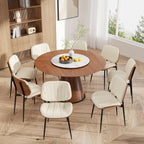 Dining Chairs Set of 4, Mid Century Modern Dining Room Chairs, Upholstered Faux Leather Kitchen Chair with Walnut Bentwood Back for Kitchen Dining Room Living Room, Beige