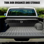 confote 60 Inch Heavy Duty Aluminum Pickup Truck Tool Box Aluminum Stripes Pattern Truck Bed RV Trailer Toolbox Waterproof Storage Organizer with Lock and Keys L-shape -Black