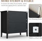 RoyalCraft 32" Large Nightstand Set of 2, Fluted Painted Bedside Table with 3 Spacious Drawers, Modern Tall End Table for Bedroom, Black