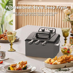 1800W 5 Liters/21 Cups Large Electric Deep Fryer with 3 Frying Baskets, Adjustable Temperature,View Window Lid,Countertop Stainless Steel Body Deep Fryer Pot,Perfect for Kitchen, Fry Fish for Home Use