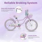 COSTWAY Mermaid Kids Bike, 12/14/16/18/20 Inch Toddler Bike w/Removable Training Wheels, Streamers, Doll Storage Basket, Handbrake & Coaster Brake, Children Kids Bicycle for 3+ Years Old Boys & Girls