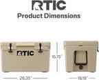 RTIC Ultra-Tough Cooler Hard Insulated Portable Ice Chest Box for Beach, Drink, Beverage, Camping, Picnic, Fishing, Boat, Barbecue