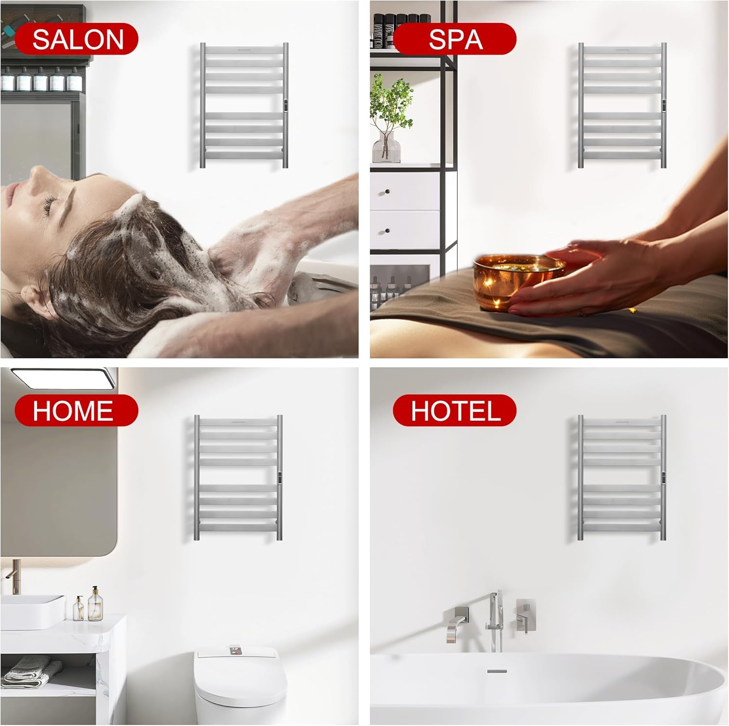 Heated Wall Mounted Electric Towel Warmer Rack,Timer & Temperature Control, 8 Bar Stainless Steel Towel Heater for Bathroom (Brushed, 8 Bars)