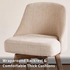 Counter Height Bar Stools,Sand-Colored Linen Comfort Fabric Bar Stool Set of 2,360° Swivel Counter Height Stools Solid Wood Legs,27'' Barstools with Contoured Backrest