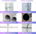 LVUYOYO Carport, 10'x20' Heavy Duty Car Canopy, Outdoor Portable Carport with Removable Sidewalls, All Weather Garage Tent for Car, Truck, Boat, Party