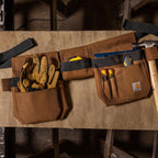 Carhartt Orginizational Tool Belt, Durable, Adjustable Water-Resistant Belt Organizer, Adjustable Utility Belt (Brown)