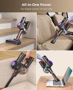 Cordless Vacuum Cleaner, 450W 40KPA Vacuum Cleaners for Home, 45Mins Lightweight Stick Vacuum with Advanced Green Light Tech, Rechargeable Battery Vacuum for Carpet,Pet Hair,Hardwood Floor