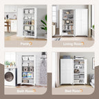 Yizosh Metal Storage Cabinet with 2 Doors and 4 Adjustable Shelves - 61" White Kitchen Pantry Storage 5-Tier Tall Steel Cabinets Locker for Kitchen, Living Room, Dining Room
