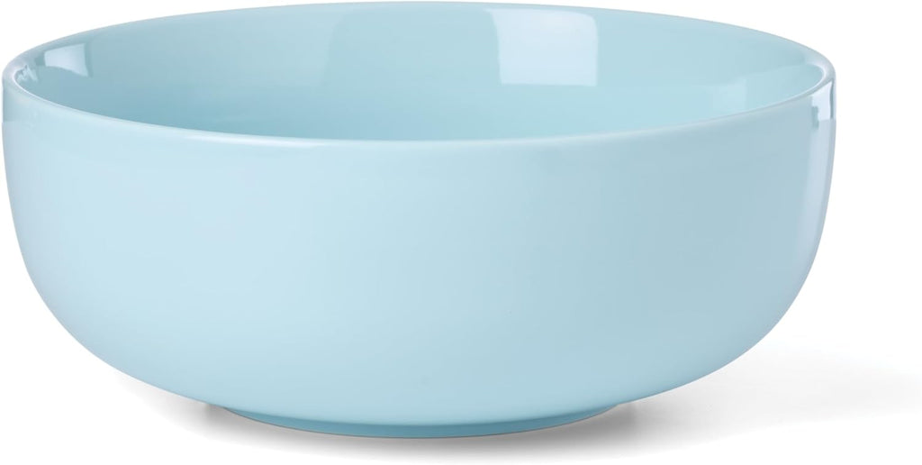 Oneida Serveware, 24 Seven Colors 3-Piece Nesting Bowl Set With Wood Stand, Porcelain Material Wooden Stand, Dishwasher And Microwave Safe, Serving Bowls, Salad Bowl, Pasta Bowls (Turquoise, 4 Pieces)