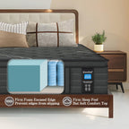 Extra Firm King Mattress .14 inch Gel Memroy Foam Hybrid Mattress for Extra Lumbar & Hip Support - Foam Encased Solid edge - Extra Firm Dual Side Flippable - Fiberglass-Free, CertiPUR-US Certified
