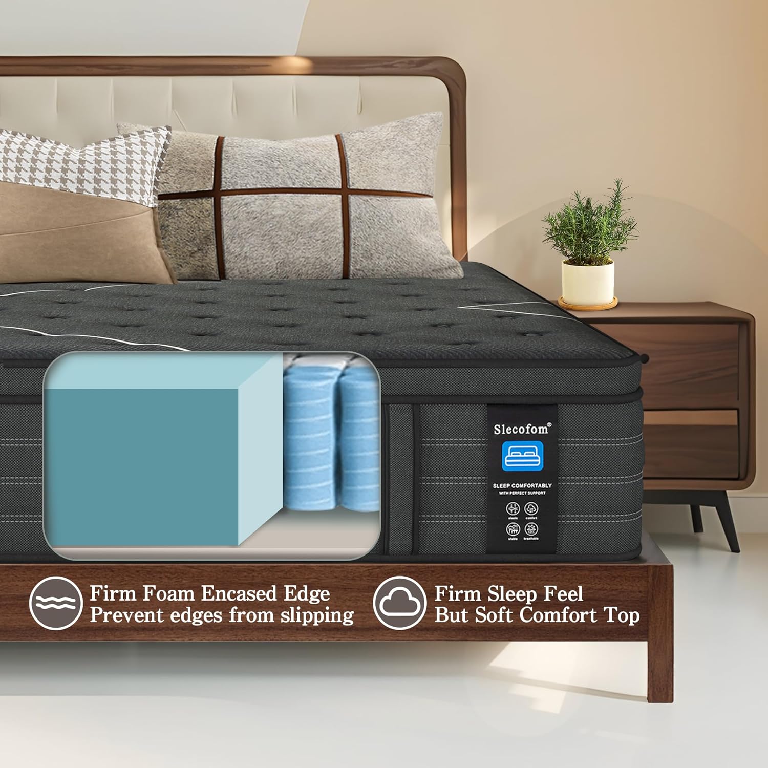 Extra Firm King Mattress .14 inch Gel Memroy Foam Hybrid Mattress for Extra Lumbar & Hip Support - Foam Encased Solid edge - Extra Firm Dual Side Flippable - Fiberglass-Free, CertiPUR-US Certified