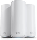 NETGEAR Orbi 870 Series Tri-Band WiFi 7 Mesh System (RBE873) - Router + 2 Satellite Extenders  Security Features  Up to 21 Gbps  Covers Up to 9 000 Sq. Ft.  150 Devices  10 Gig Internet Port  BE21000