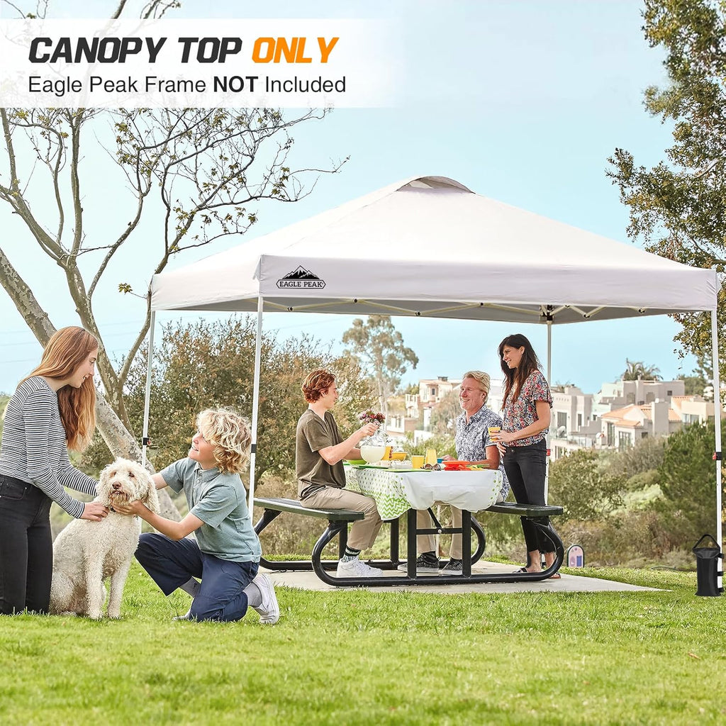 EAGLE PEAK Replacement Canopy Top for Eagle Peak 10x10 Straight Leg Pop Up Canopy Frame Only, Canopy Cover with Air Vent, UPF 50+, Frame NOT Included, White