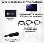 Dell P2425H Computer Monitor Screen 24" 16:9 IPS Display with Stand - 1 Year Warranty  100Hz Full HD  1920 x 1080 with Power Cable  Anyhdd DisplayPort  HDMI  USB 3.0 Upstream Cable & Cloth - New