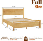AMERLIFE Full Size Solid Wood Bed Frame with Headboard, Minimalist Platform Bed with Wood Slats Support/No Box Spring Needed/Easy Assembly/Noise-Free, Natural