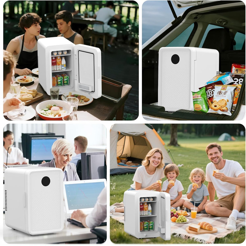 Kikihuose 12L/22L Mini Fridge for Bedroom, Personal Small Refrigerator for Skin Care, Cosmetics, 110V/12V Portable Refrigerator Cooler & Warmer for Drinks, Food, Beauty, Makeup, Dorm, Car, Office