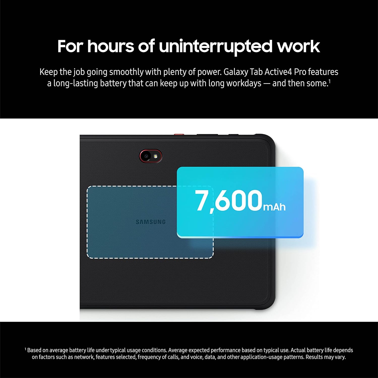 Samsung Galaxy Tab Active4 Pro 10.1” 64GB Wi-Fi Android Work Tablet  LTE Unlocked  4GB RAM  Rugged Design  Sensitive Touchscreen  Long-Battery Life-for Workers  SM-T630NZKAN20  Black