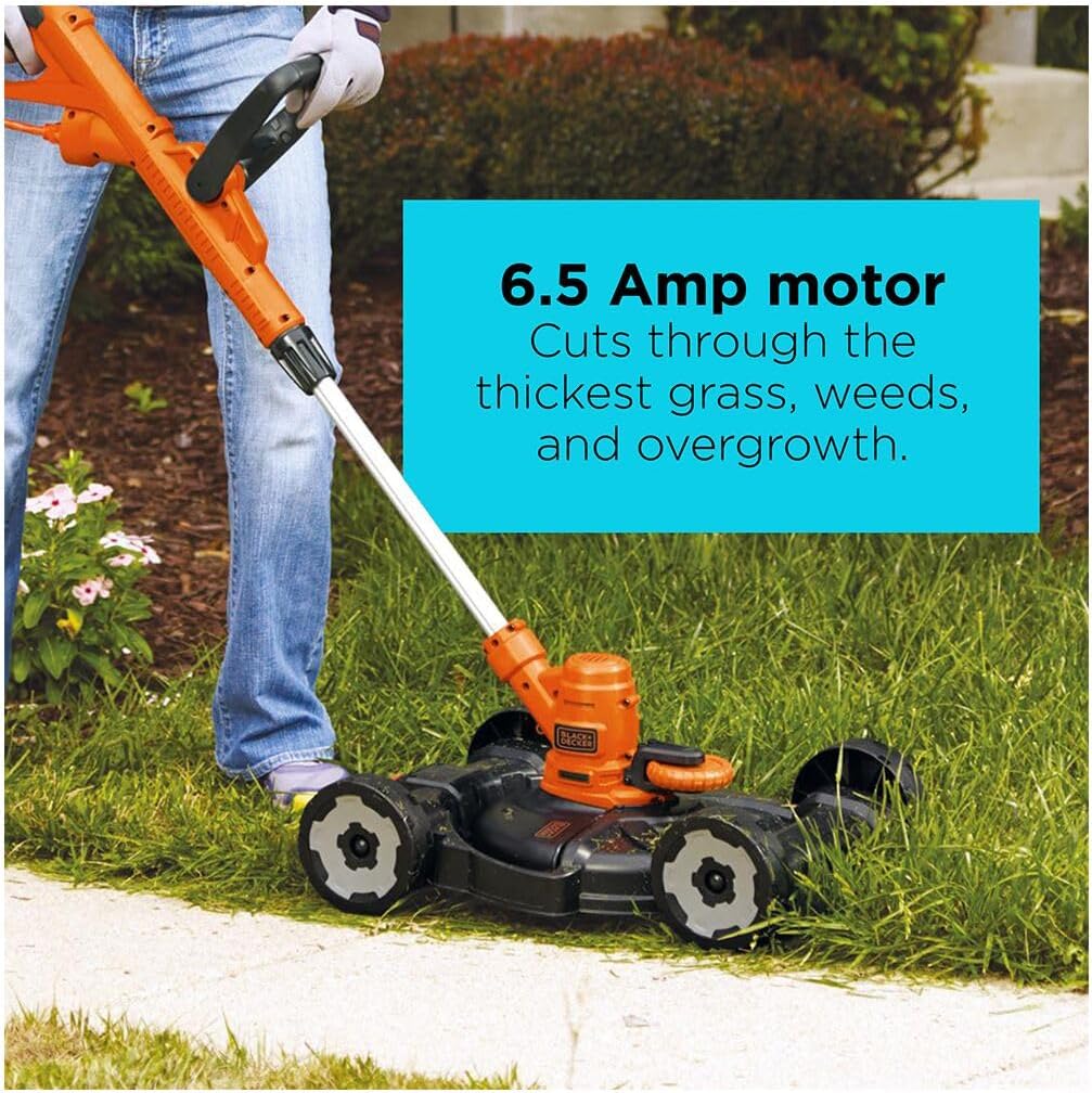 BLACK+DECKER 3-in-1 String Trimmer/Edger & Lawn Mower, 6.5-Amp, 12-Inch, Corded (MTE912)