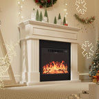 43" Electric Fireplace with Mantel, Freestanding Electric Fireplace Heater TV Stand with 23" Insert, Remote Control, Ajustable Flame and Timer, Fire Place Insert Heater for Living Room, White