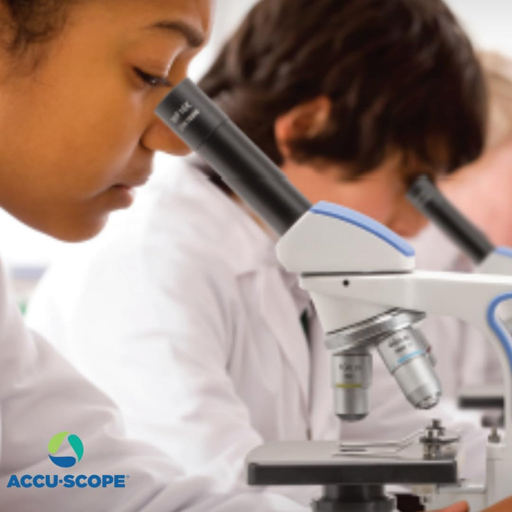 Accu-Scope Compound Microscope EXM-150 - Monocular Head  40-400X Magnification  Disc Diaphragm  Cordless LED Illumination - Student Proof Biological Microscope for School Laboratory & Home