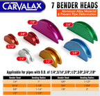 CARVALAX Pipe Tube Bender Set, for 1/4” to 7/8” O.D, 90° Ratcheting Tubing Bender Kit with Reverse Bending Adapters and 7 Multi-Color Aluminum Heads, for HVAC Air Condition Heating Repair