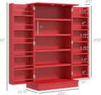 HOMCOM 41" Kitchen Pantry Storage Cabinet, Freestanding Kitchen Cabinet with 12 Door Shelves, Double Doors, 5-Tier Shelving and Adjustable Shelves, Red