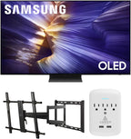 Samsung QN55S90FAFXZA 55 Inch 4K OLED Smart TV with a Walts Large/Extra Large Full Motion Mount for 43"-90" TVs and Amber Protection 3-Outlet-Surge Surge Protector (2025)