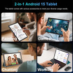 Android Tablet with Keyboard, 2026 Android 15 Tablet 10 inch, 26GB+256GB+2TB Expand, Electronic Tablet PC with Gemini, 8-Core, 8000mAh, 5G WiFi, GMS, 2 in 1 Tablet with Case/Mouse/Stylus(Black Case)