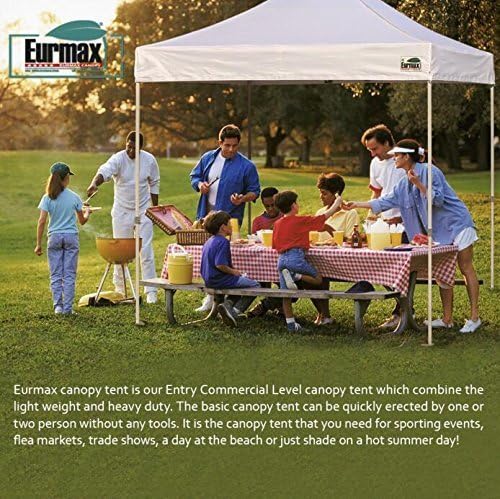 Eurmax USA 10x10ft Pop Up Canopy,Commercial Instant Tent for Outdoor Events,Patented No-Tip Rolling Storage Bag with 4 Sandbags,UV & Water Resistant,Heavy Duty Portable Shelter Gazebo,Black