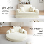71" Boneless Couch Sofa Bed Oversized Round Couch 2-in-1 Foldable Floor Loveseat Sofa for Living Room and Apartment No Assembly (Beige, 71")