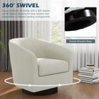UIXE Swivel Barrel Accent Chairs Set of 2, Fabric Upholstered Armchair Modern Round Club Arm Chair for Living Room, Comfy Single Sofa Seating Bedroom Side Reading Seat - Beige