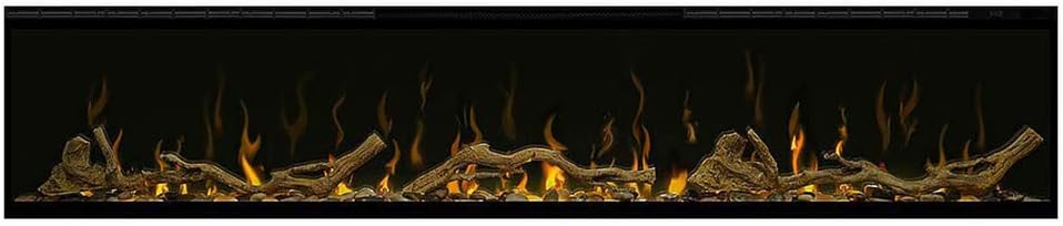 Dimplex IgniteXL 60" Built-in Linear Electric Fireplace with Driftwood and River Rock Accessories (Models: XLF60 & LF60DWS-KIT) 8530/5118 BTU, 240/120 Volt, 2500/1500 Watt, Black