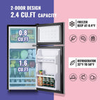 DEMULLER 2.4 Cu.Ft Small Refrigerator with Freezer Dorm Mini Fridge with Removable Plastic Shelves Mini Refrigerator Ideal for Home, Office,Dormitory Gray