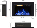 28 Inches Electric Fireplace Insert with Trim Kit, Wall Mounted & Recessed Electric Fireplace Inserts with 8 Flame Colors, Remote Control, 6 Levels Brightness, 9H Timer, Black, 1500W/750W