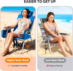 VINGLI Tall Beach Chair 1 Pack Lightweight, Backpack Beach Chair for Adults with 5-Position, Cooler Bag, Cup Holders, Towel Bar, Lightweight Folding Beach Camping Chairs Blue