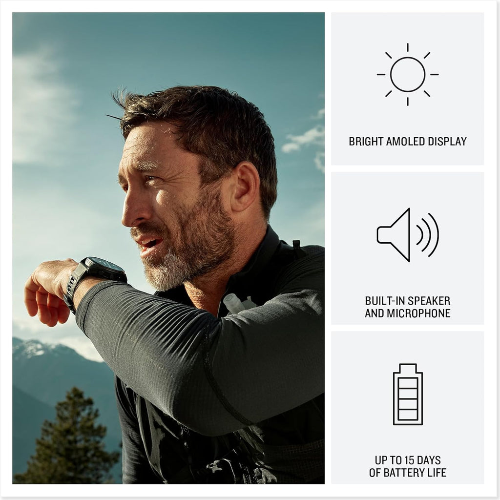 Garmin fēnix® 8 Pro  51mm  AMOLED Display  Premium Connected Multisport GPS Smartwatch  inReach® Technology  Sapphire  Titanium with Graphite/Black Silicone Band