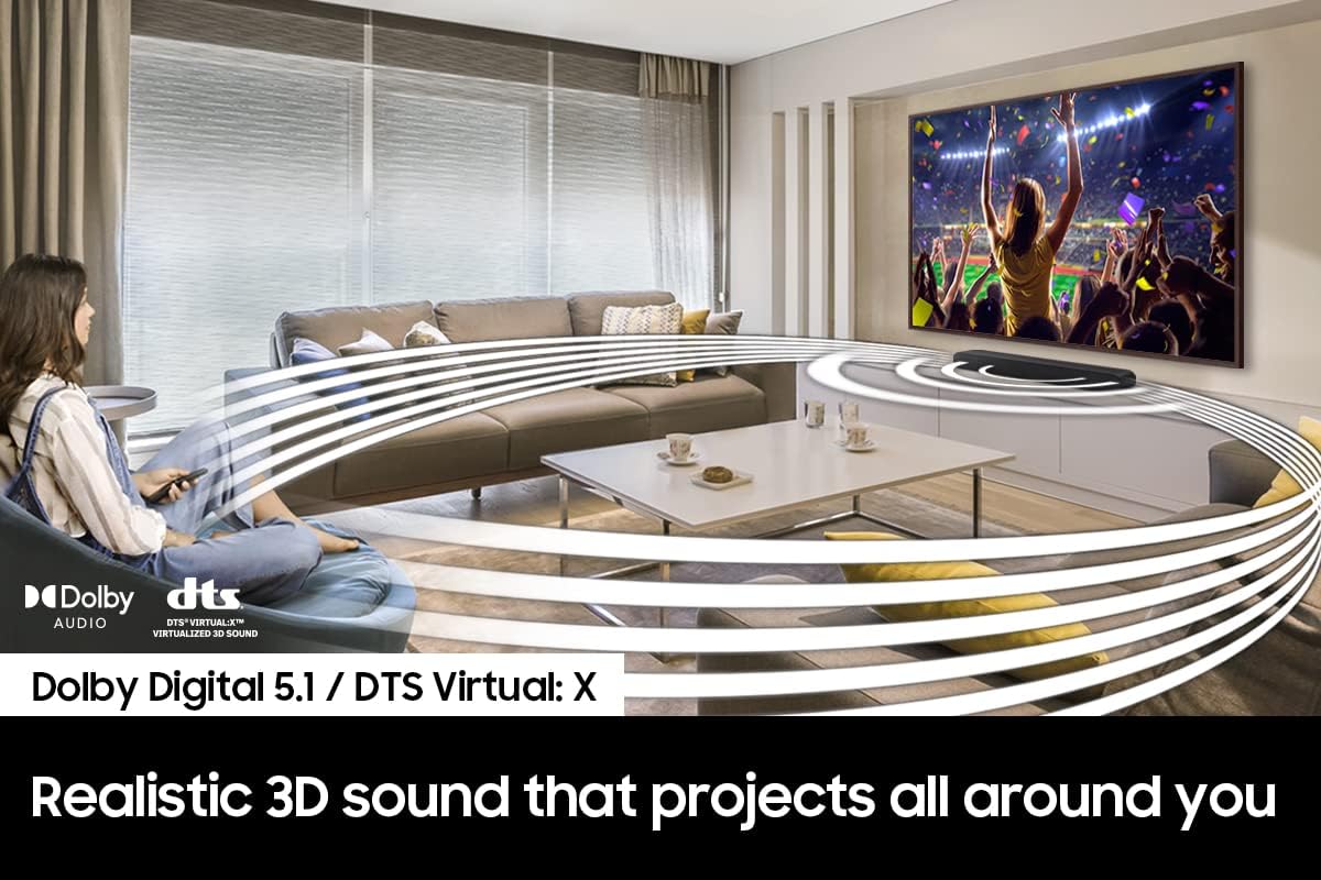 SAMSUNG HW-S50B/ZA 3.0ch All-in-One Soundbar w/Dolby 5.1  DTS Virtual:X  Q Symphony  Built in Center Speaker  Adaptive Sound Lite  Bluetooth Multi Connection  2022 Black
