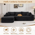 95" Boneless Cloud Sectional Couches for Living Room, Comfy Fluffy L Shaped Memory Foam Deep Seat Boneless Couch, Modular Sectional Sofa with Left Facing Chaise, Black