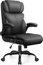 HeroSet Office Chair, Ergonomic Big and Tall Computer Desk Chairs, Executive Breathable Leather Chair with Adjustable Flip-up Armrests, Lumbar Support Swivel PC Chair with Rocking Function