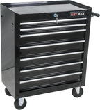 7-Drawer Rolling Tool Chest Cabinet, Large Capacity Metal Tool Box with Wheels and Keyed Locking, Roll Around Storage Organizer Tool Cart for Garage, Warehouse, Work Shop (Black04)