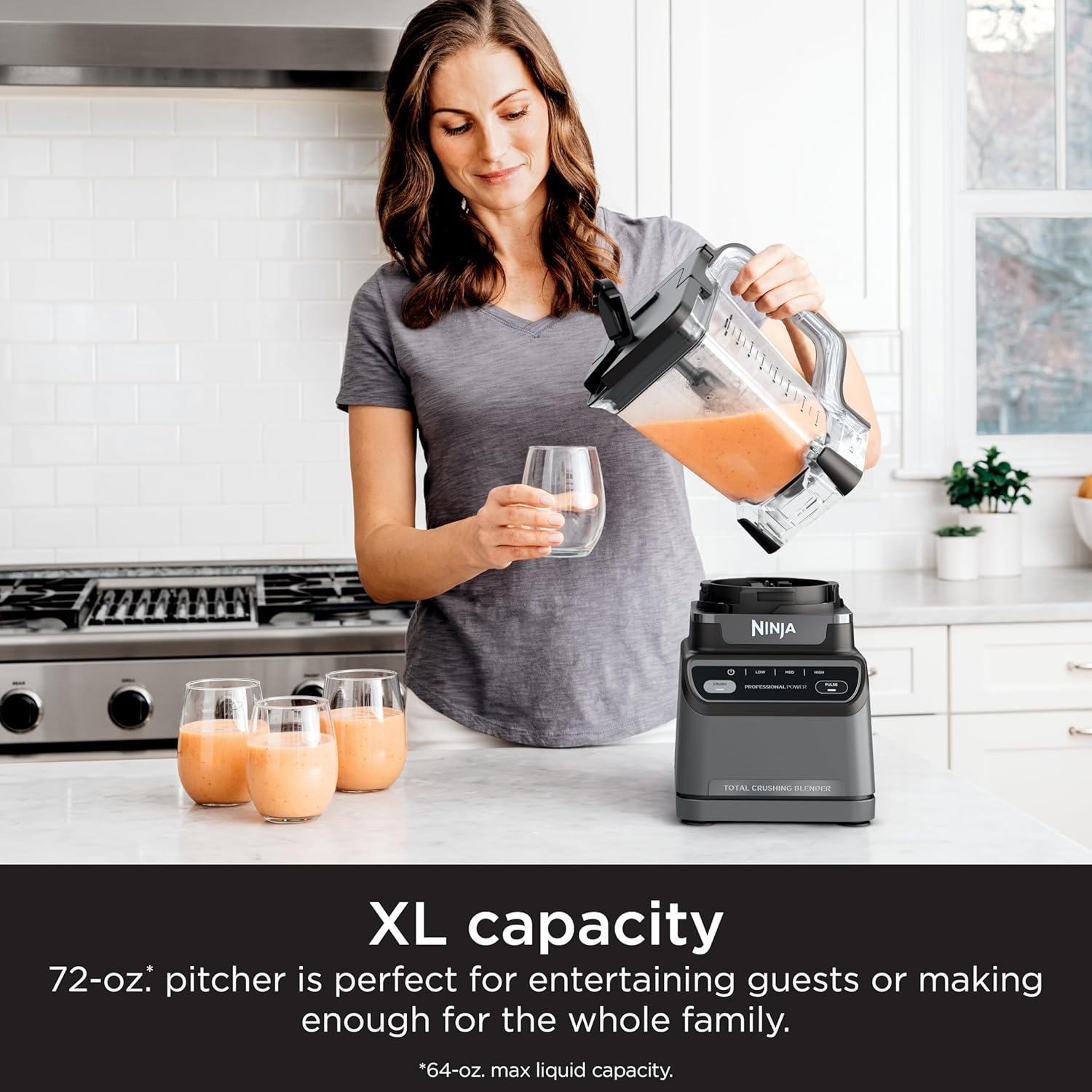 Ninja Professional Blender | Smoothie Blender, Drink Mixer, Grinder, Ice Crusher | Total Crushing™ Technology, Auto-iQ™ Smart Presets, Professional 1200W Power, XL 72oz Pitcher | Dark Grey | BR201AMZ