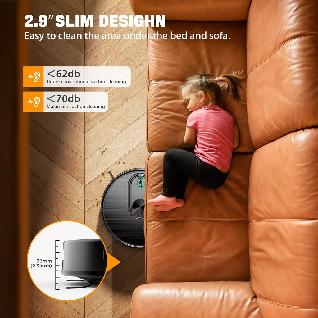 XIEBro 2 in 1 Robot Vacuum and Mop Combo, 6500Pa Suction, Robotic Vacuum Cleaner with 200 Min Runtime, Self-Charging, App/Alexa/Voice Control, Ideal for Hard Floor, Pet Hair, Carpet