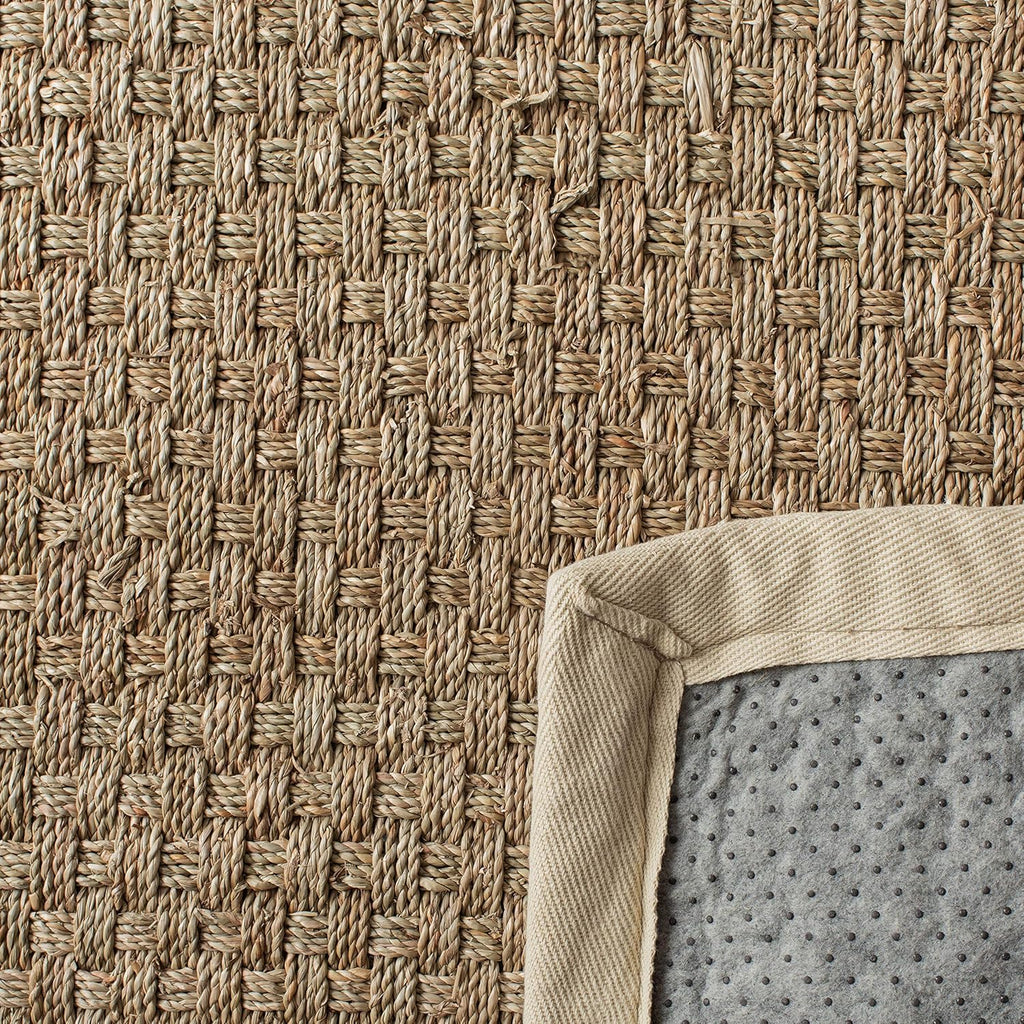 SAFAVIEH Area Rug 9x12 - Natural Fiber Collection - Large - Natural & Ivory, Seagrass, Basketweave Pattern with Border (NF114J)