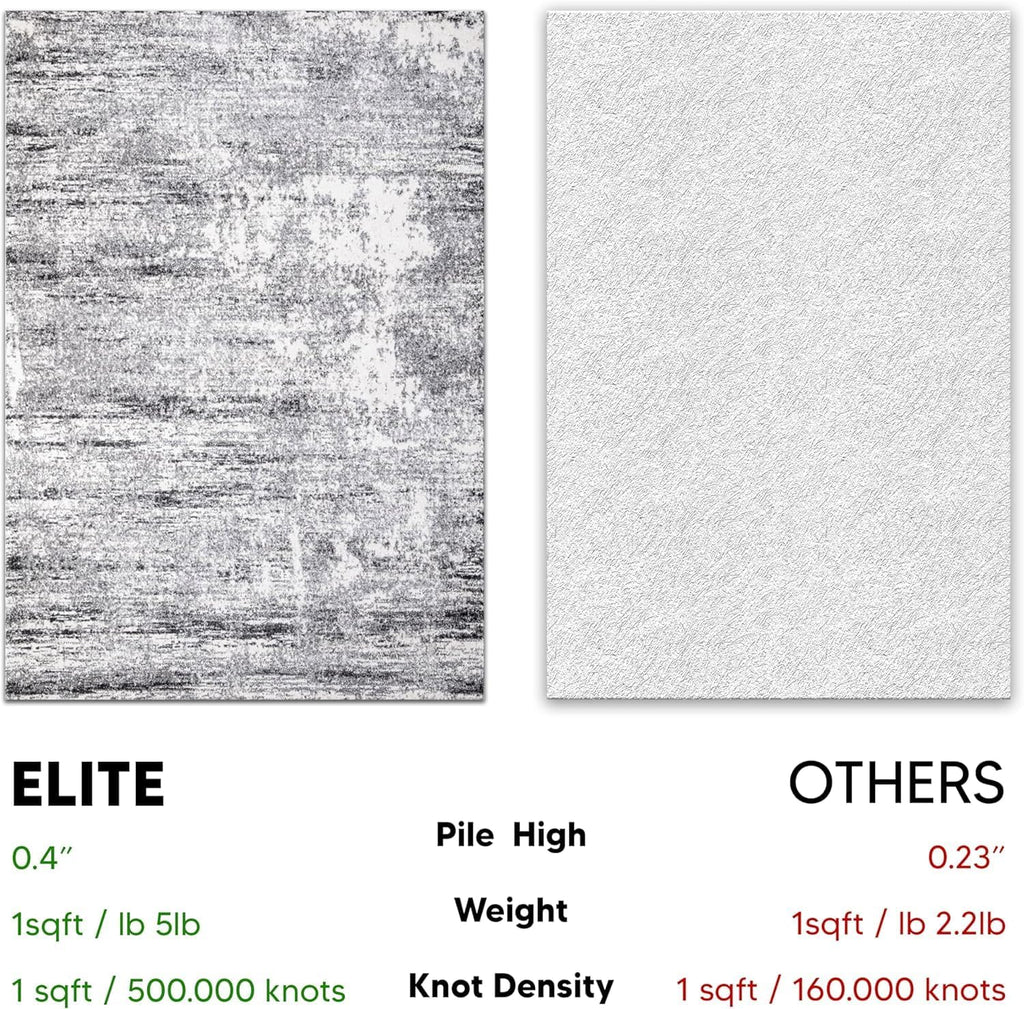 Keen Home Design Area Rugs - 12x15 Non-Shedding, Abstract Rugs for Kitchen, Living Room, Bedroom, Dining Room, Entryway - Size: 12' x 15', Abstract Cream/Grey